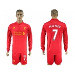 Liverpool #7 Milner Home Long Sleeves Soccer Club Jersey1