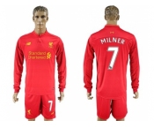 Liverpool #7 Milner Home Long Sleeves Soccer Club Jersey1