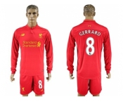 Liverpool #8 Gerrard Home Long Sleeves Soccer Club Jersey