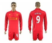 Liverpool #9 Aspas Home Long Sleeves Soccer Club Jersey