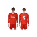 Liverpool #9 Firmino Home Long Sleeves Soccer Club Jersey