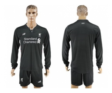 Liverpool Blank Away Long Sleeves Soccer Club Jersey2