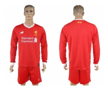 Liverpool Blank Home Long Sleeves Soccer Club Jersey1