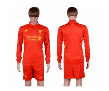 Liverpool Blank Home Long Sleeves Soccer Club Jersey2