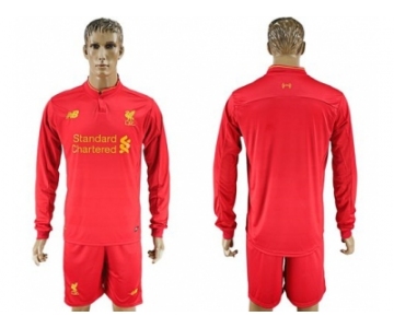 Liverpool Blank Home Long Sleeves Soccer Club Jersey3