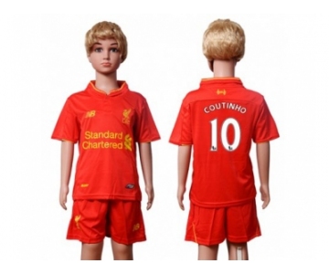 Liverpool #10 Coutinho Red Home Kid Soccer Club Jersey2