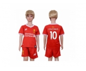 Liverpool #10 Coutinho Red Home Kid Soccer Club Jersey