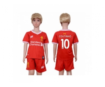 Liverpool #10 Coutinho Red Home Kid Soccer Club Jersey