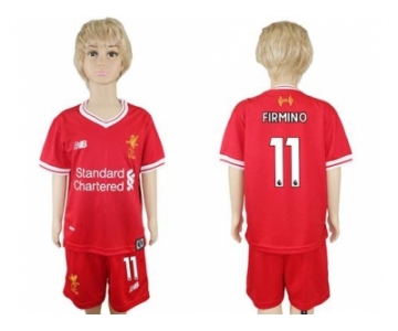 Liverpool #11 Firmino Red Home Kid Soccer Club Jersey