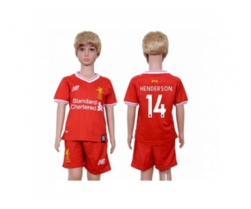 Liverpool #14 Henderson Red Home Kid Soccer Club Jersey