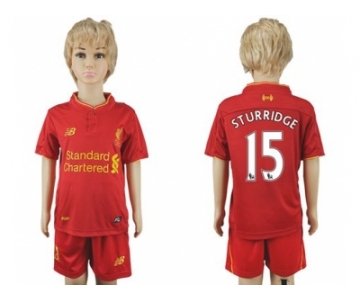 Liverpool #15 Sturridge Red Home Kid Soccer Club Jersey2