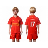 Liverpool #17 Sakho Red Home Kid Soccer Club Jersey