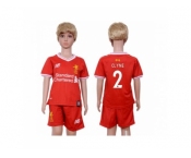 Liverpool #2 Clyne Red Home Kid Soccer Club Jersey