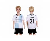 Liverpool #21 Lucas Away Kid Soccer Club Jersey