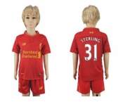 Liverpool #31 Sterling Red Home Kid Soccer Club Jersey