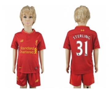 Liverpool #31 Sterling Red Home Kid Soccer Club Jersey