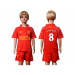 Liverpool #8 Gerrard Red Home Kid Soccer Club Jersey