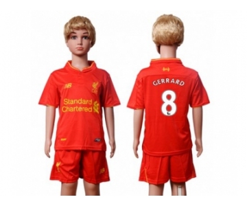 Liverpool #8 Gerrard Red Home Kid Soccer Club Jersey