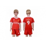 Liverpool #9 Firmino Red Home Kid Soccer Club Jersey