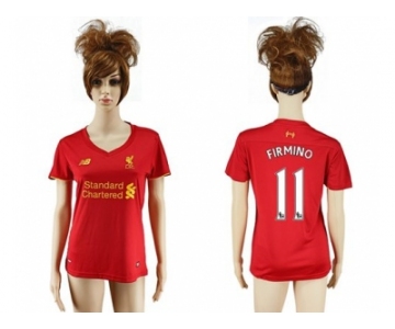 Women's Liverpool #11 Firmino Red Home Soccer Club Jersey