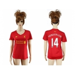 Women's Liverpool #14 Henderson Red Home Soccer Club Jersey1