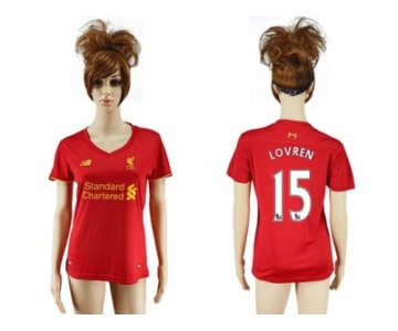 Women's Liverpool #15 Lovren Red Home Soccer Club Jersey