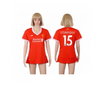 Women's Liverpool #15 Sturridge Red Home Soccer Club Jersey