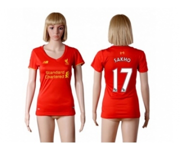 Women's Liverpool #17 Sakho Red Home Soccer Club Jersey