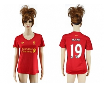 Women's Liverpool #19 Mane Red Home Soccer Club Jersey