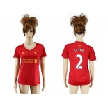 Women's Liverpool #2 Clyne Red Home Soccer Club Jersey1