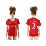 Women's Liverpool #2 Johnson Red Home Soccer Club Jersey