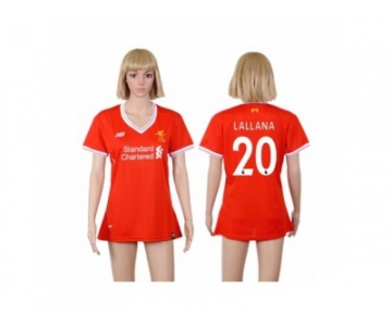 Women's Liverpool #20 Lallana Red Home Soccer Club Jersey