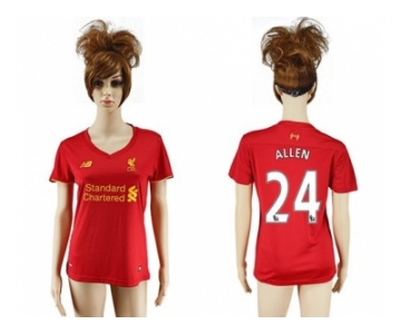 Women's Liverpool #24 Allen Red Home Soccer Club Jersey