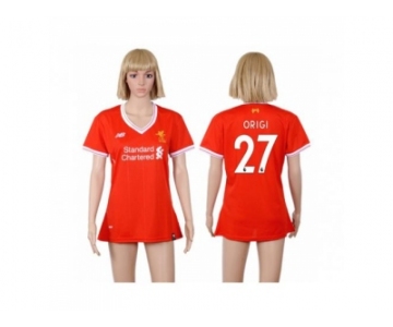 Women's Liverpool #27 Origi Red Home Soccer Club Jersey