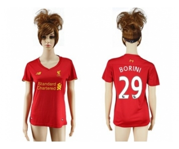 Women's Liverpool #29 Borini Red Home Soccer Club Jersey