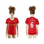 Women's Liverpool #6 Lovren Red Home Soccer Club Jersey