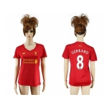 Women's Liverpool #8 Gerrard Red Home Soccer Club Jersey