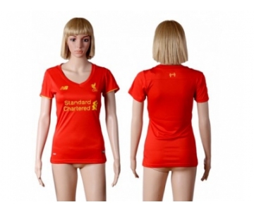 Women's Liverpool Blank Red Home Soccer Club Jersey2