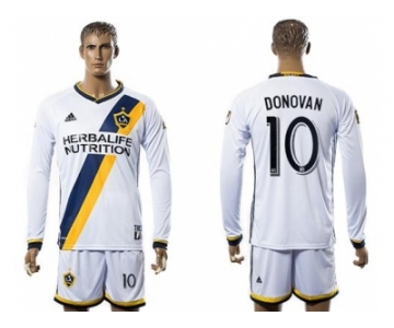 Los Angeles Galaxy #10 Donovan Home Long Sleeves Soccer Club Jersey