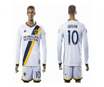 Los Angeles Galaxy #10 GIOVANI White Home Long Sleeves Soccer Club Jersey