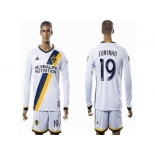 Los Angeles Galaxy #19 JUNINHO White Home Long Sleeves Soccer Club Jersey