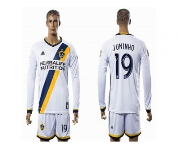 Los Angeles Galaxy #19 JUNINHO White Home Long Sleeves Soccer Club Jersey