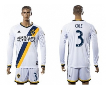 Los Angeles Galaxy #3 Cole Home Long Sleeves Soccer Club Jersey