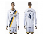 Los Angeles Galaxy #4 GONZALEZ White Home Long Sleeves Soccer Club Jersey