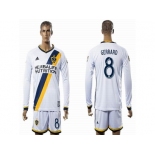 Los Angeles Galaxy #8 GERRARD White Home Long Sleeves Soccer Club Jersey