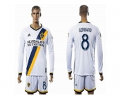 Los Angeles Galaxy #8 GERRARD White Home Long Sleeves Soccer Club Jersey