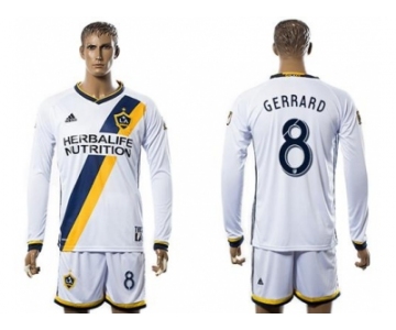 Los Angeles Galaxy #8 Gerrard Home Long Sleeves Soccer Club Jersey