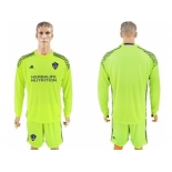 Los Angeles Galaxy Blank Shiny Green Goalkeeper Long Sleeves Soccer Club Jersey