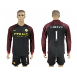 Manchester City #1 C.Bravo Away Long Sleeves Soccer Club Jersey