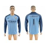 Manchester City #1 C.Bravo Home Long Sleeves Soccer Club Jersey1